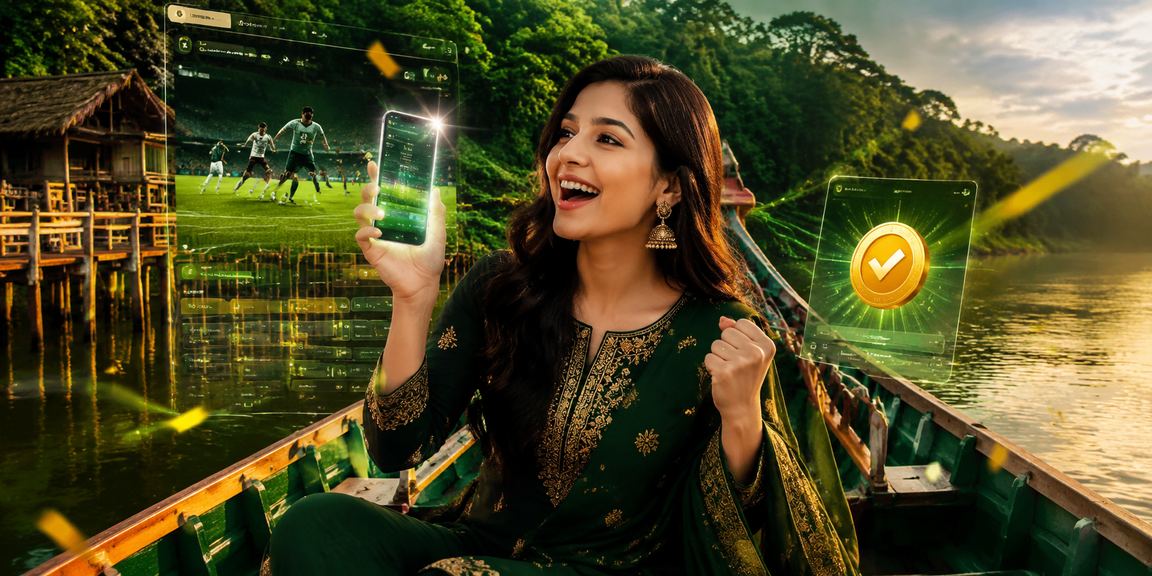 বান্দরবানে মোবাইলে ফুটবল বেটিং করছেন একজন তরুণ